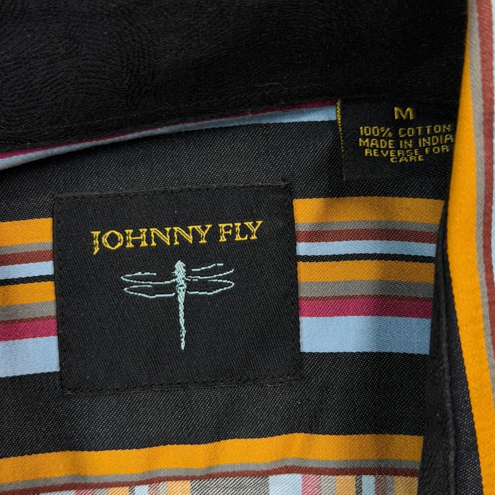 Johnny Fly Mens Multi Color Vertical Stripe Cotton Long Sleeve Shirt Medium - Picture 4 of 10